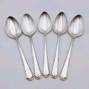 Tudor Plate Oneida Community Algonquin Set of 5 Servings Spoon Vtg